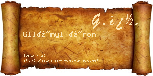 Gilányi Áron névjegykártya